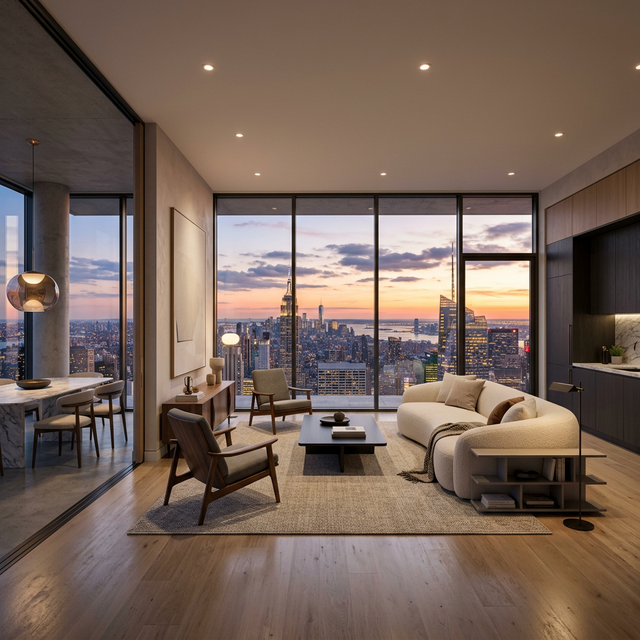 Vista de penthouse elegante